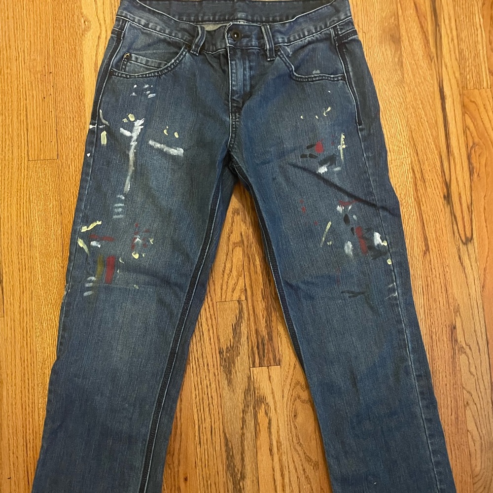 BCBG low rise paint splatter jean